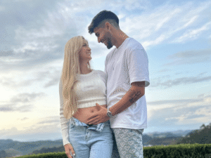 Jogador Lucas Beraldo e a influenciadora Rafaela Albino