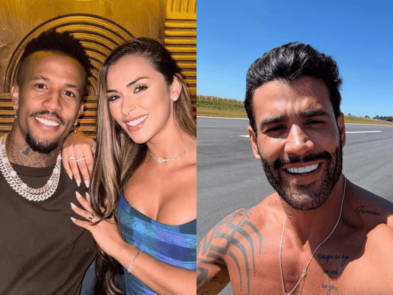 Jogaodr Éder Militão, influenciadora Tainá Castro e cantor Gusttavo Lima
