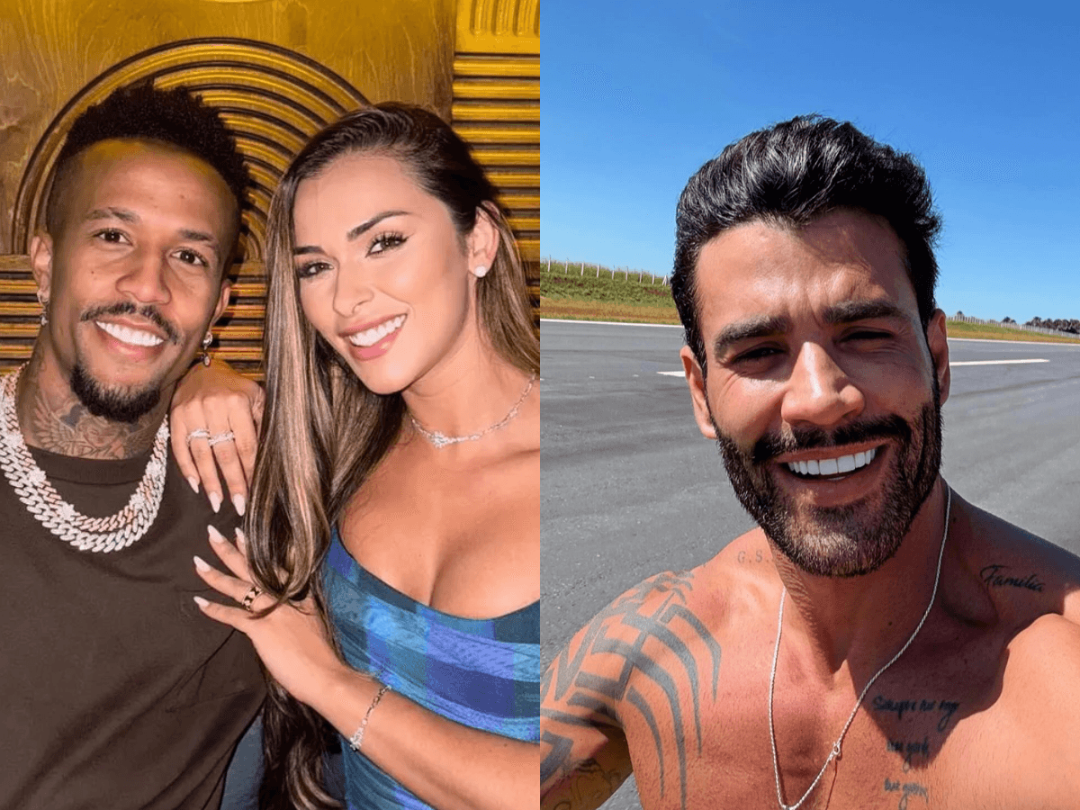 Jogaodr Éder Militão, influenciadora Tainá Castro e cantor Gusttavo Lima