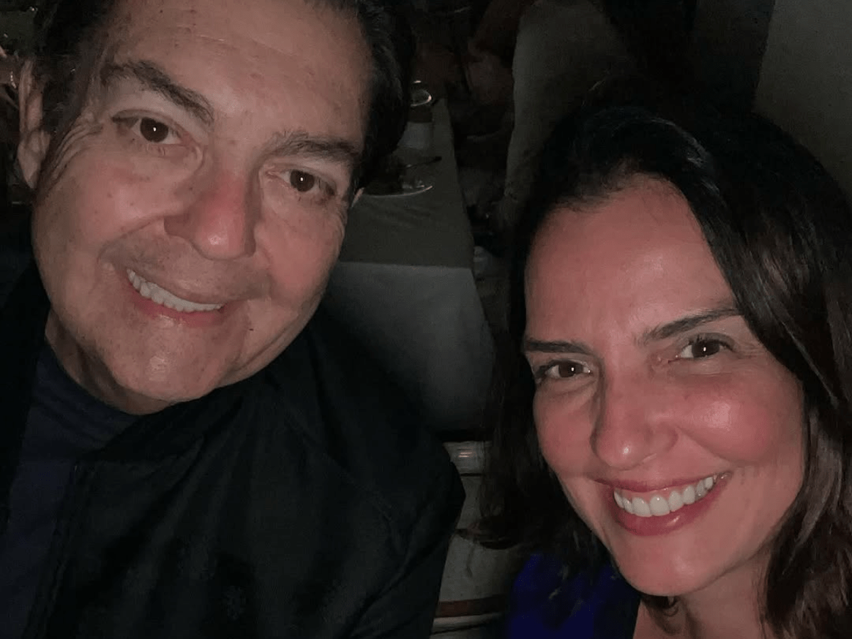 Fausto Silva, o Faustão, com sua esposa, Luciana Cardoso