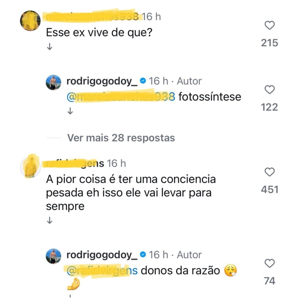 Rodrigo Godoy, ex de Preta Gil, responde internautas