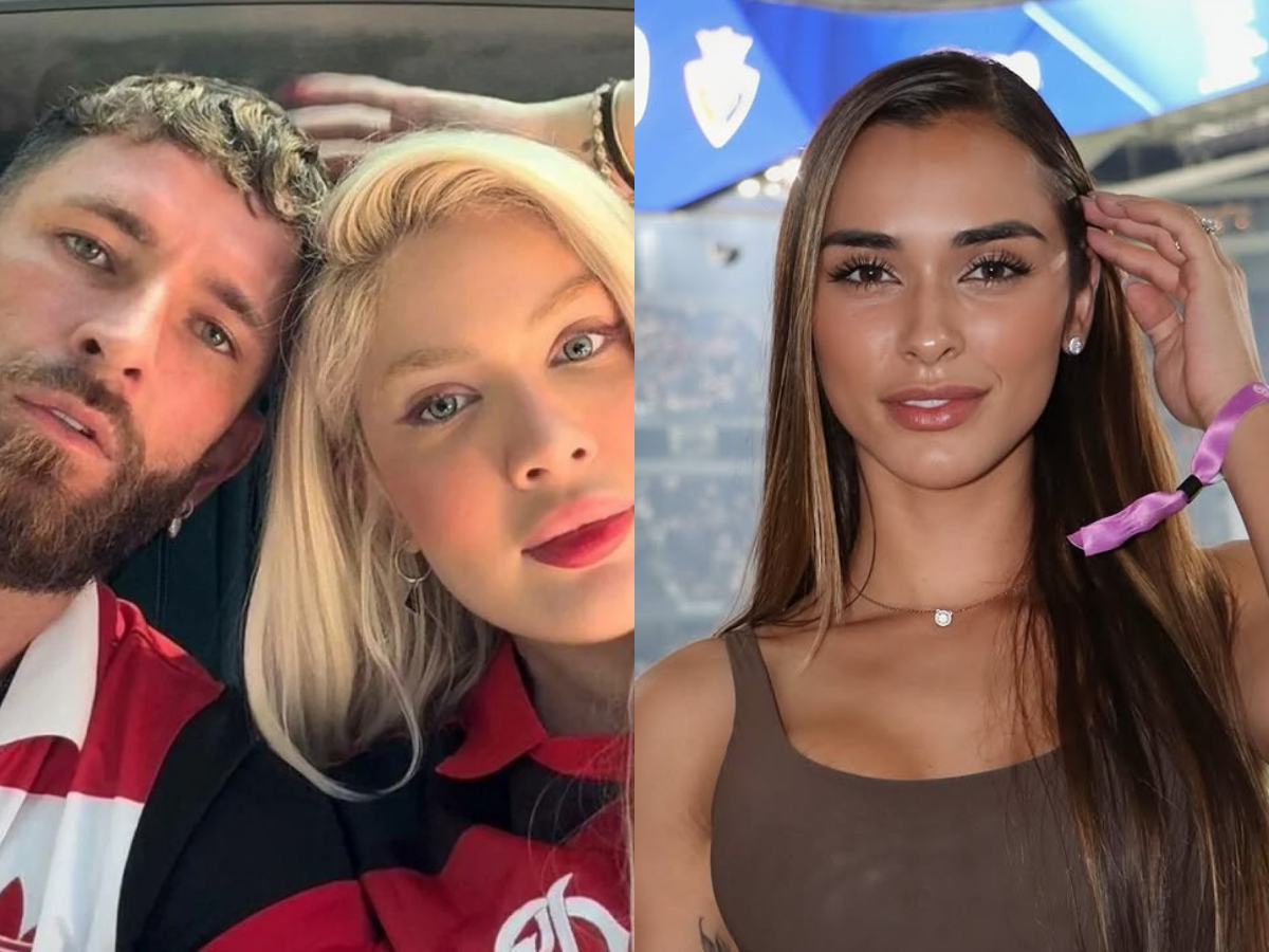Jogador Léo Pereira e influenciadoras Karoline Lima e Tainá Castro