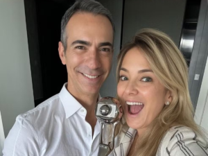 Apresentadora Ticiane Pinheiro e o mardio, o jornalista César Tralli
