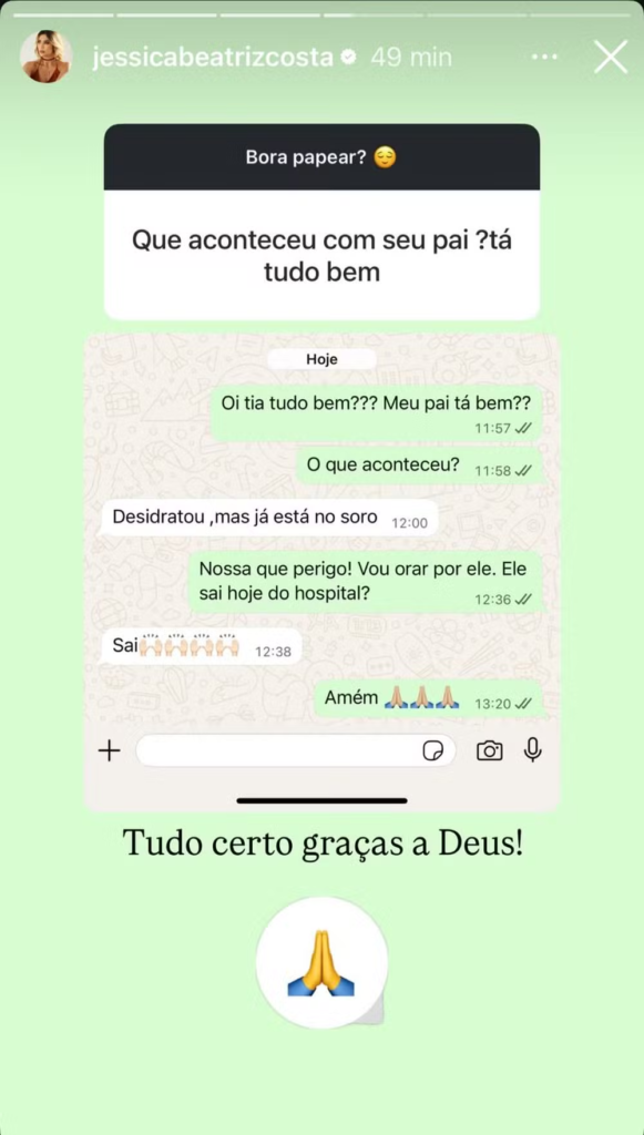 Filha de Lenardo Jéssica Beatriz Costa mostra mensagens com Poliana Rocha, mulher do cantor