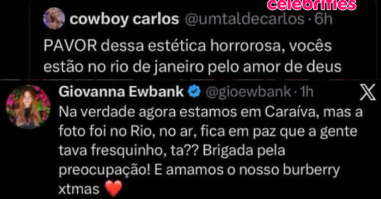 Giovanna Ewbank rebate seguidor