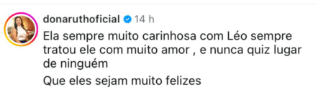 Ruth Moreira, mãe de Marília Mendonça, elogia relação de Gabriela Versiani com o neto, Léo, filho de Marília