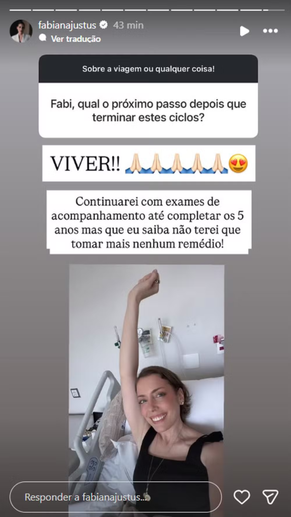 Story de Fabiana Justus no Instagram