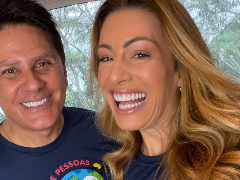 Jornalista Cesar Filho e esposa, a atriz Elaine Mickely -