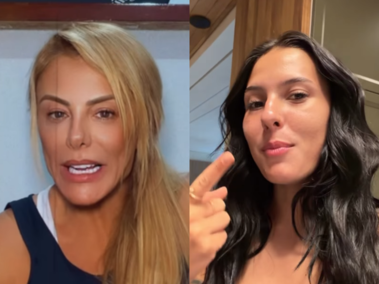 Poliana Rocha, mulher de Leonardo, e a cantora Ana Castela