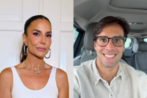 Montagem lado a lado mostrando a cantora Ivete Sangalo com cabelos presos e blusa branca à esquerda, e o nutricionista Daniel Cady sorrindo de óculos dentro de um carro à direita.
