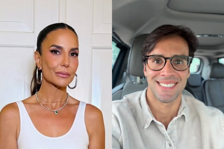 Montagem lado a lado mostrando a cantora Ivete Sangalo com cabelos presos e blusa branca à esquerda, e o nutricionista Daniel Cady sorrindo de óculos dentro de um carro à direita.
