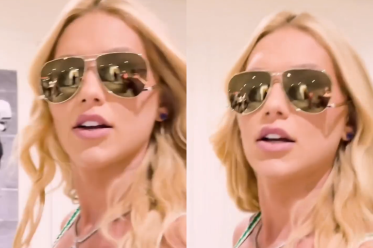 Virginia Fonseca com cabelos loiros soltos, usando óculos de sol modelo aviador com lentes espelhadas e expressão casual.
