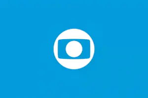 Logotipo da emissora brasileira TV Globo centralizado em um círculo branco sobre fundo azul sólido.