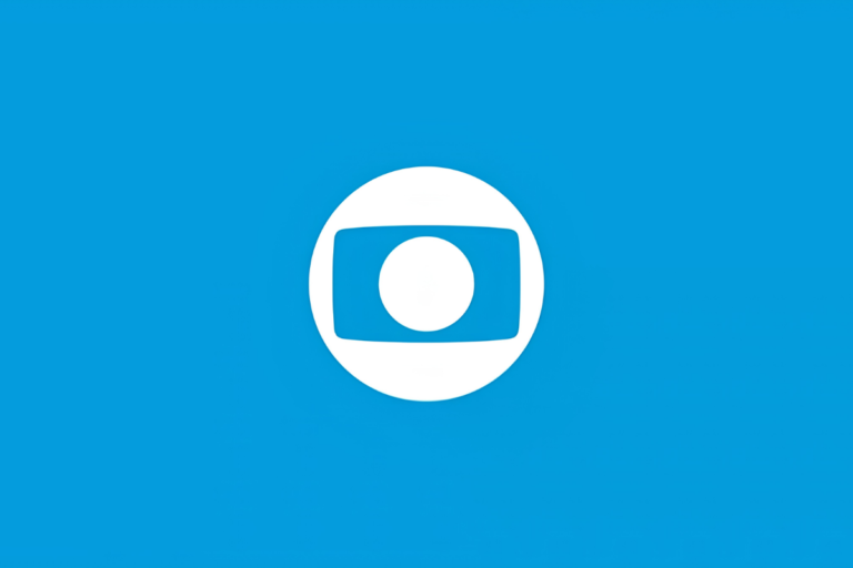 Logotipo da emissora brasileira TV Globo centralizado em um círculo branco sobre fundo azul sólido.