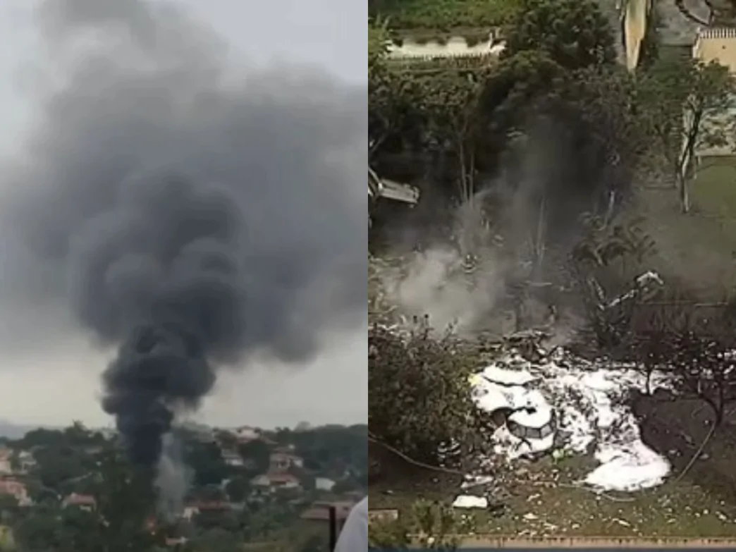 Imagens da queda do avião da Voepass em Vinhedo