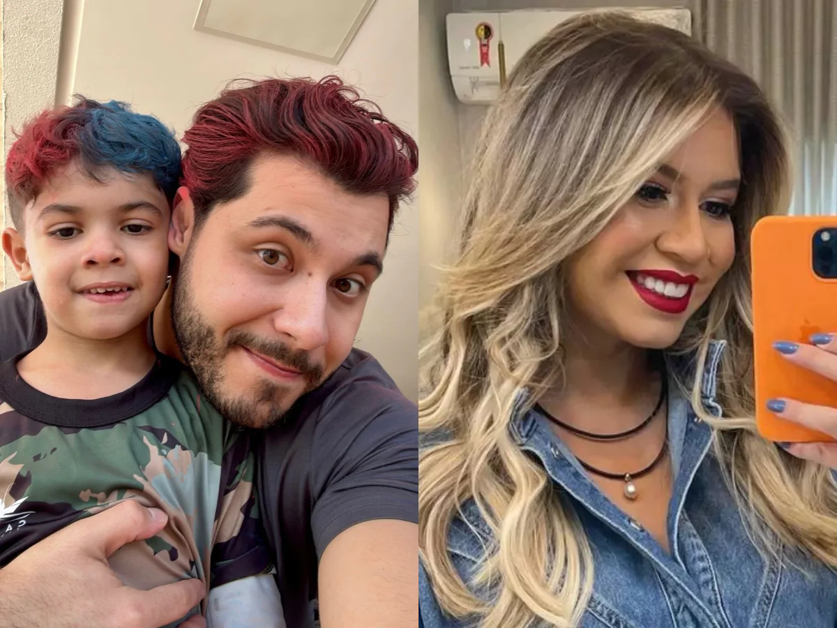 Cantores Murilo Huff e Marília Mendonça e Léo, o filho que têm juntos