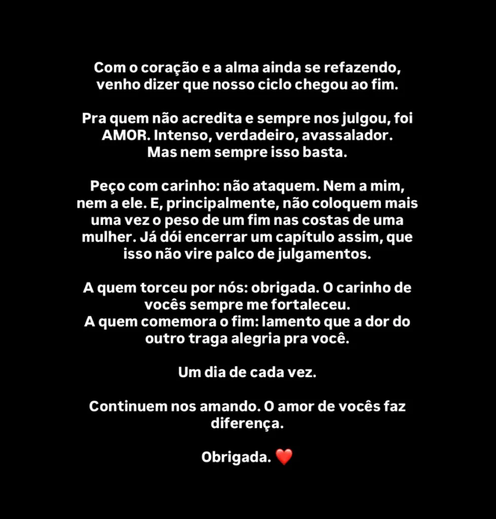 Comunicado de Lorena Maria sobre término com MC Daniel