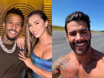 Jogaodr Éder Militão, influenciadora Tainá Castro e cantor Gusttavo Lima