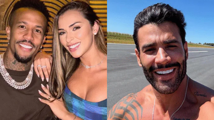 Jogaodr Éder Militão, influenciadora Tainá Castro e cantor Gusttavo Lima
