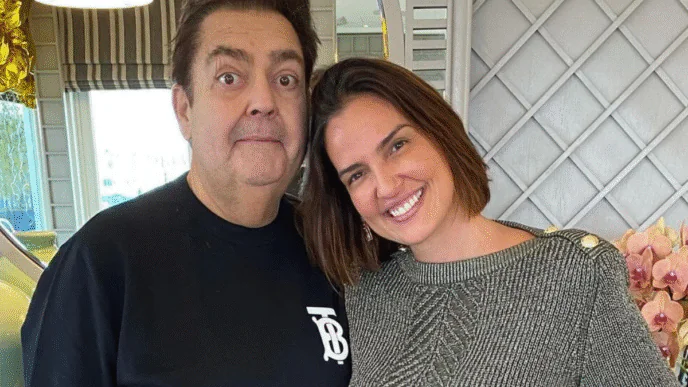 Fausto Silva, o Faustão, com sua esposa, Luciana Cardoso