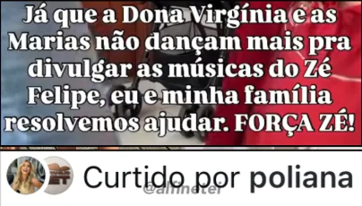 Post curtido por Poliana Rocha, mulher de Leonardo, sobre Virginia Fonseca
