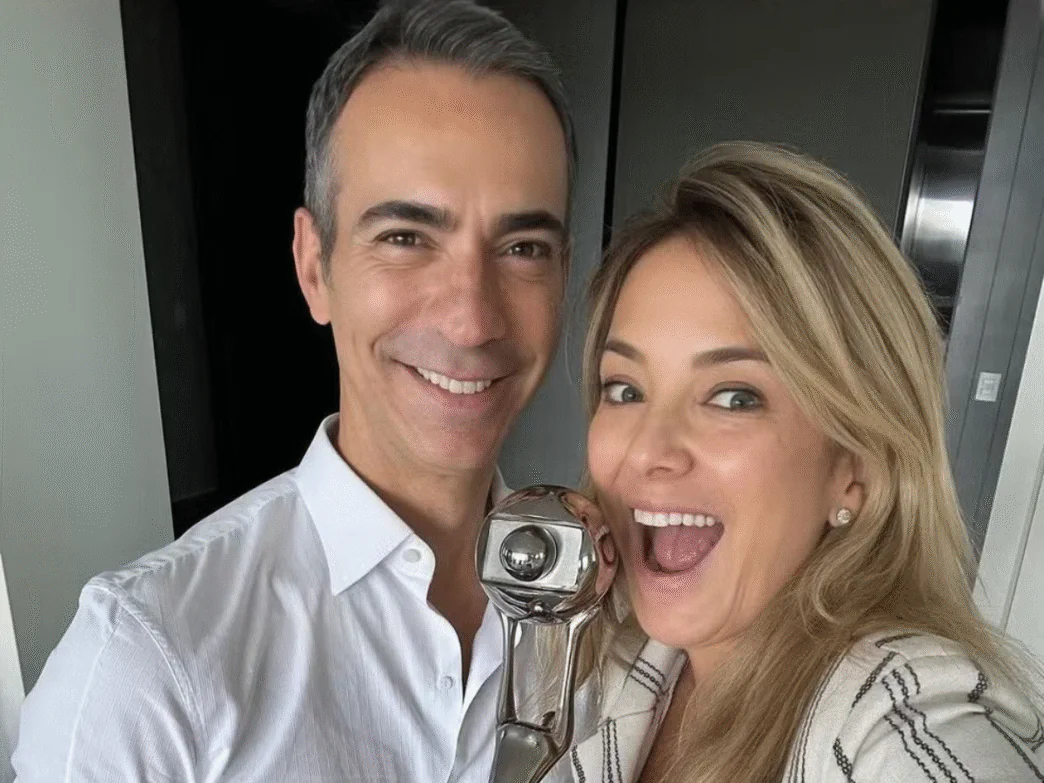 Apresentadora Ticiane Pinheiro e o mardio, o jornalista César Tralli