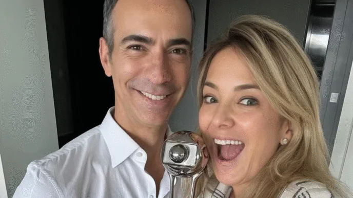 Apresentadora Ticiane Pinheiro e o mardio, o jornalista César Tralli