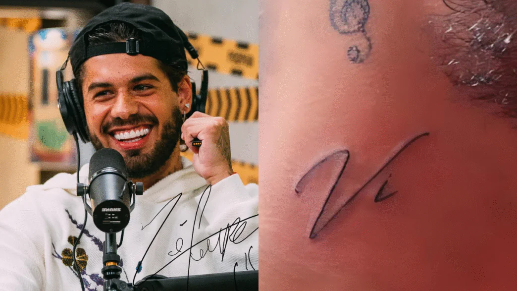 Cantor Zé Felipe e Tatuagem feita para a ex-mulher, a influenciadora Virginia Fonseca