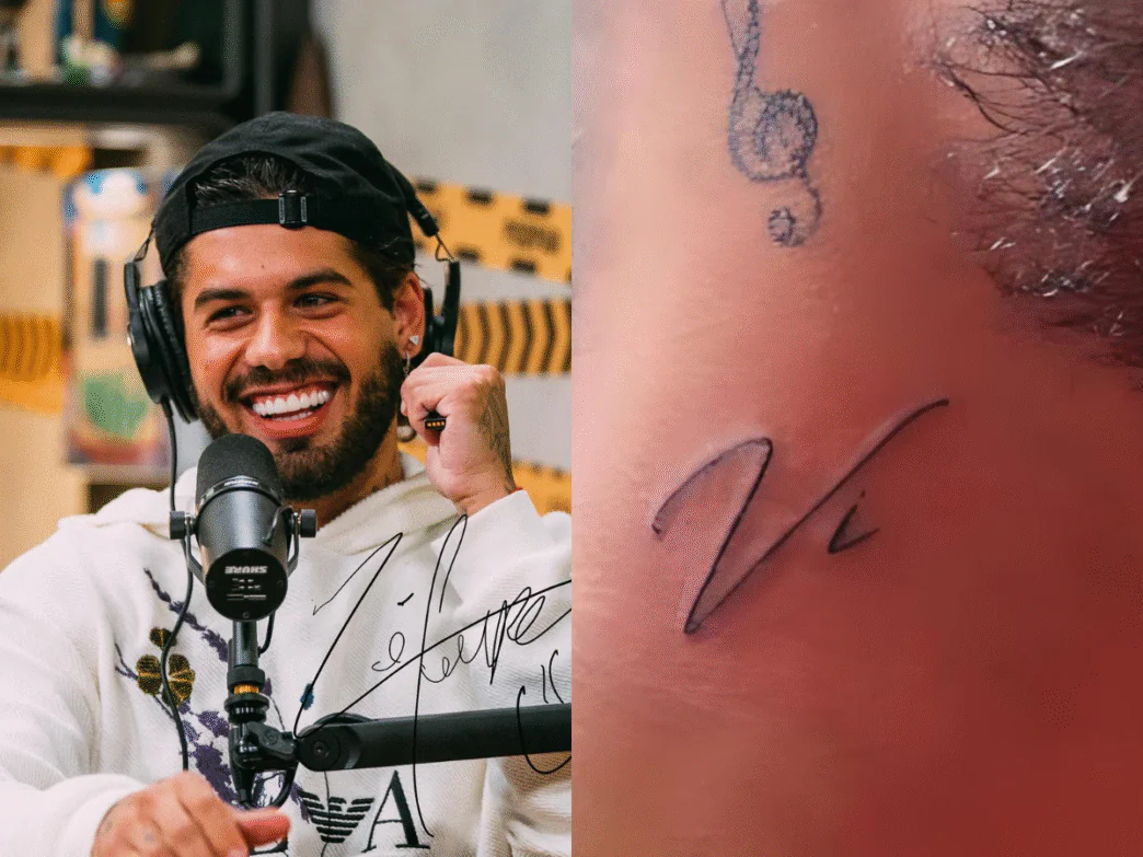 Cantor Zé Felipe e Tatuagem feita para a ex-mulher, a influenciadora Virginia Fonseca