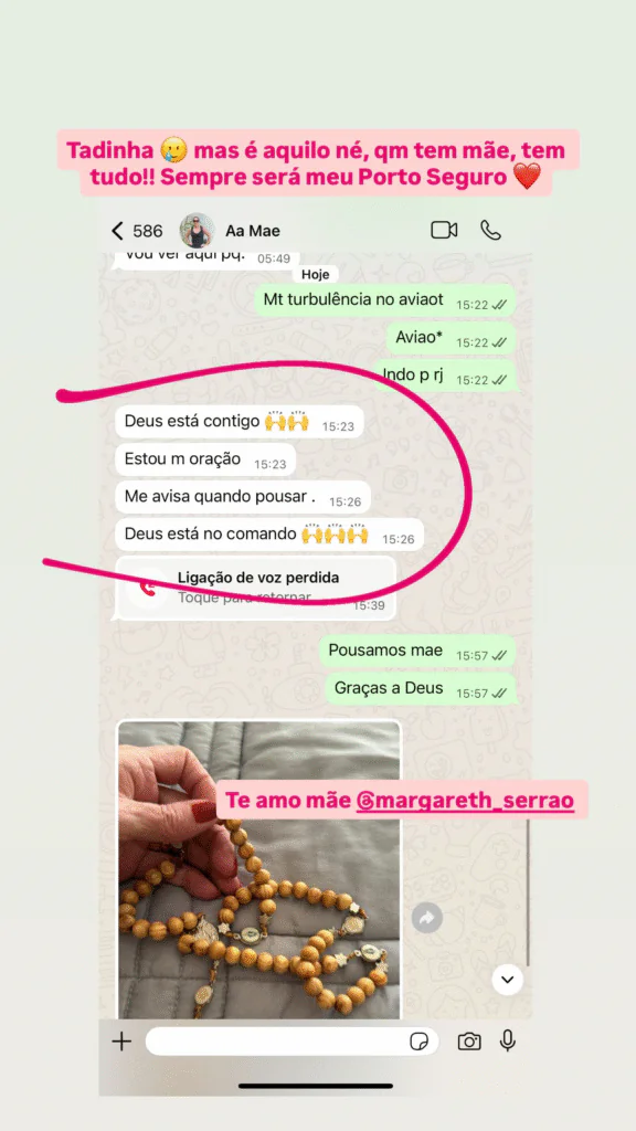Virginia mostra troca de mensagens com a mãe
