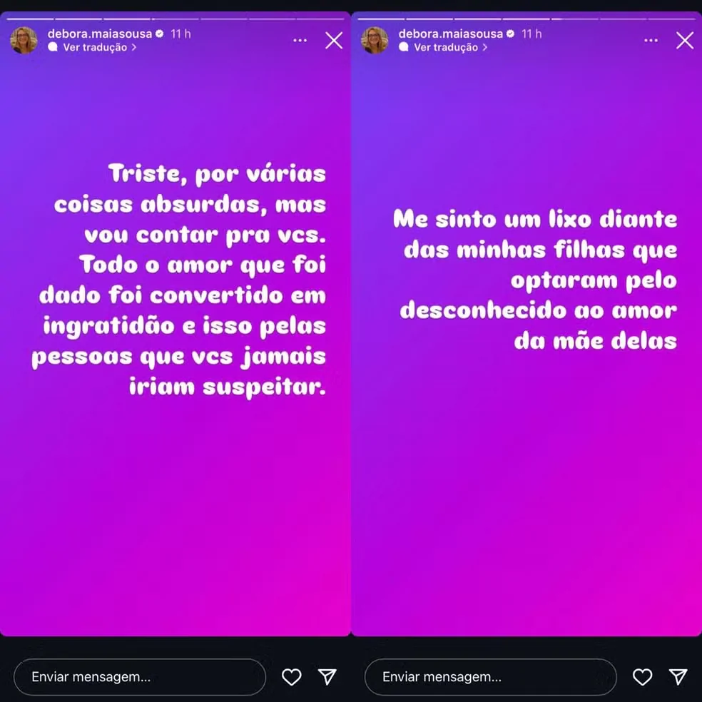 Publicações feitas por Débora Maia, mãe de Mel Maia