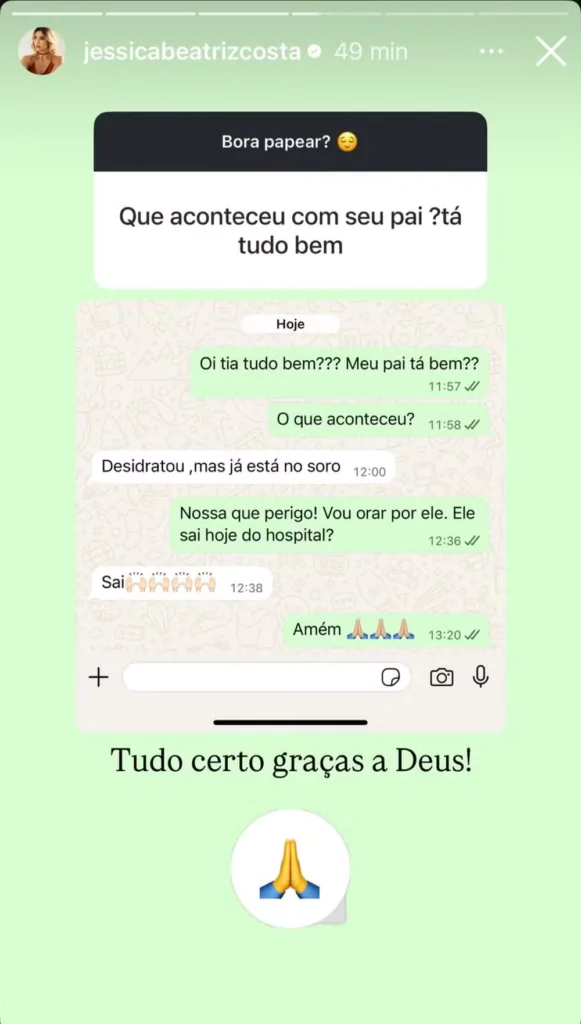 Filha de Lenardo Jéssica Beatriz Costa mostra mensagens com Poliana Rocha, mulher do cantor