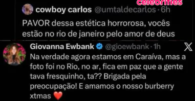 Giovanna Ewbank rebate seguidor