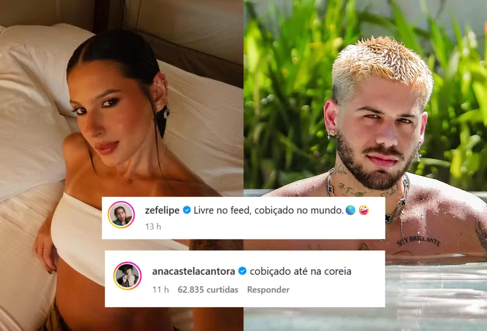 Interação do cantores Zé Felipe e Ana Castela no Instagram