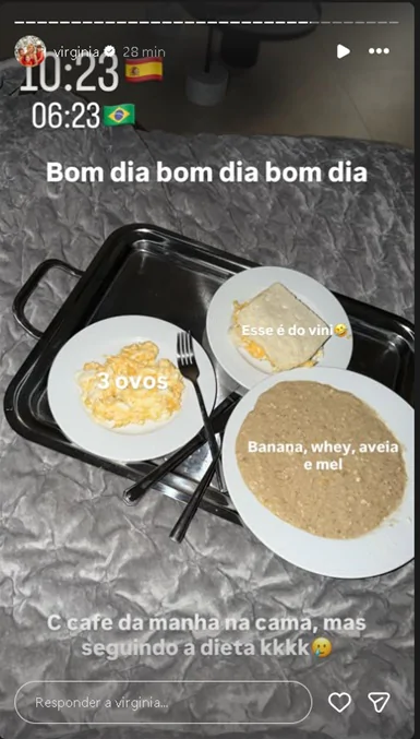 Café da manhã da influenciadora Virginia Fonseca