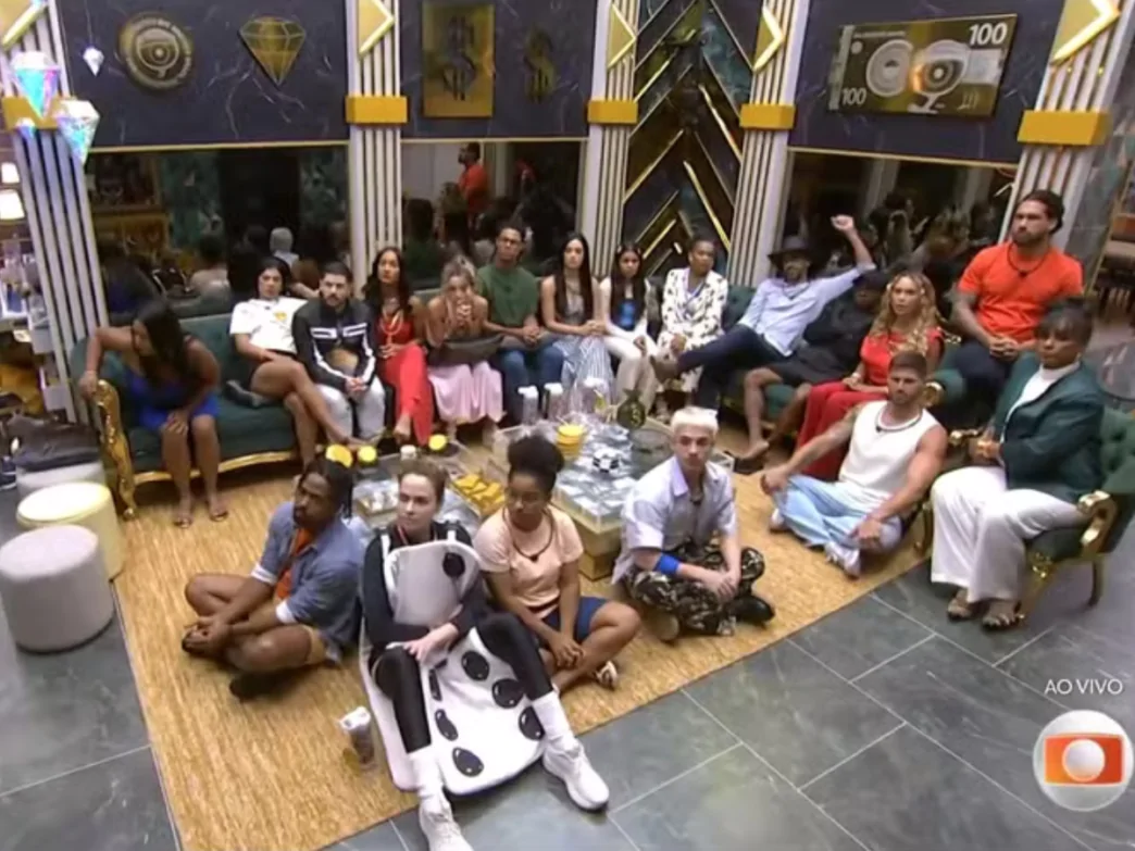 Participantes do BBB 26 na sala da casa
