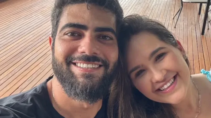 Henrique, da dupla Henrique e Juliano, e a esposa, Amanda Vasconcelos