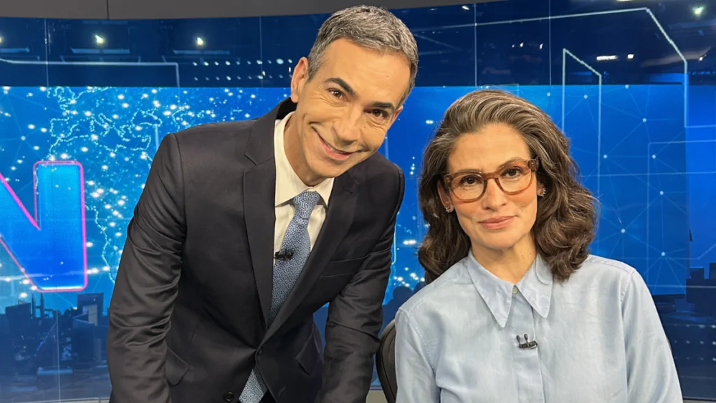 César Tralli e Renata Vasconcellos, apresentadores do Jornal Nacional