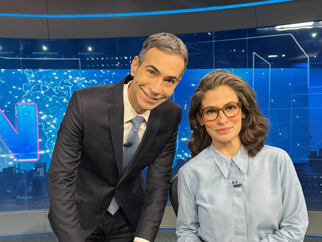 César Tralli e Renata Vasconcellos, apresentadores do Jornal Nacional