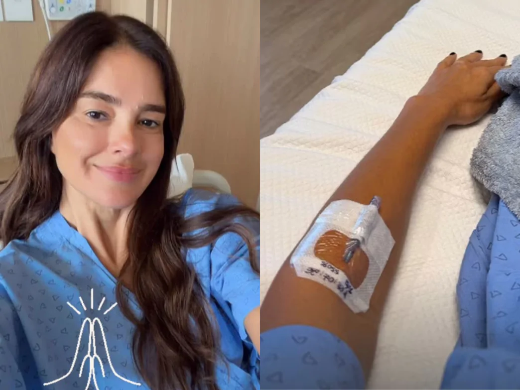 Vera Viel, mulher de Rodrigo Faro, em hospital para exames após câncer