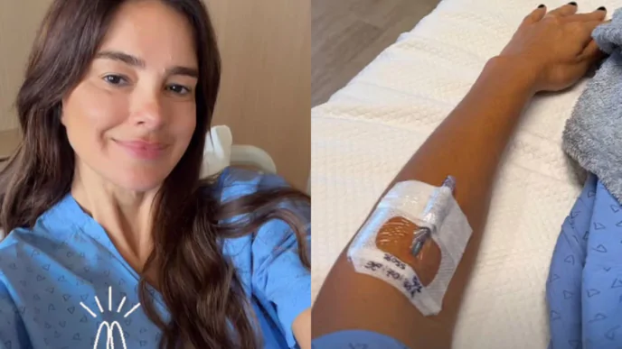 Vera Viel, mulher de Rodrigo Faro, em hospital para exames após câncer