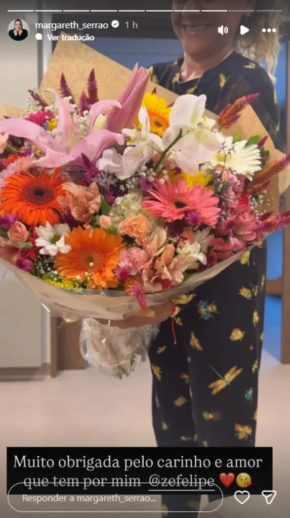 Flores de Zé Felipe para Margareth Serrão, mãe de Virginia